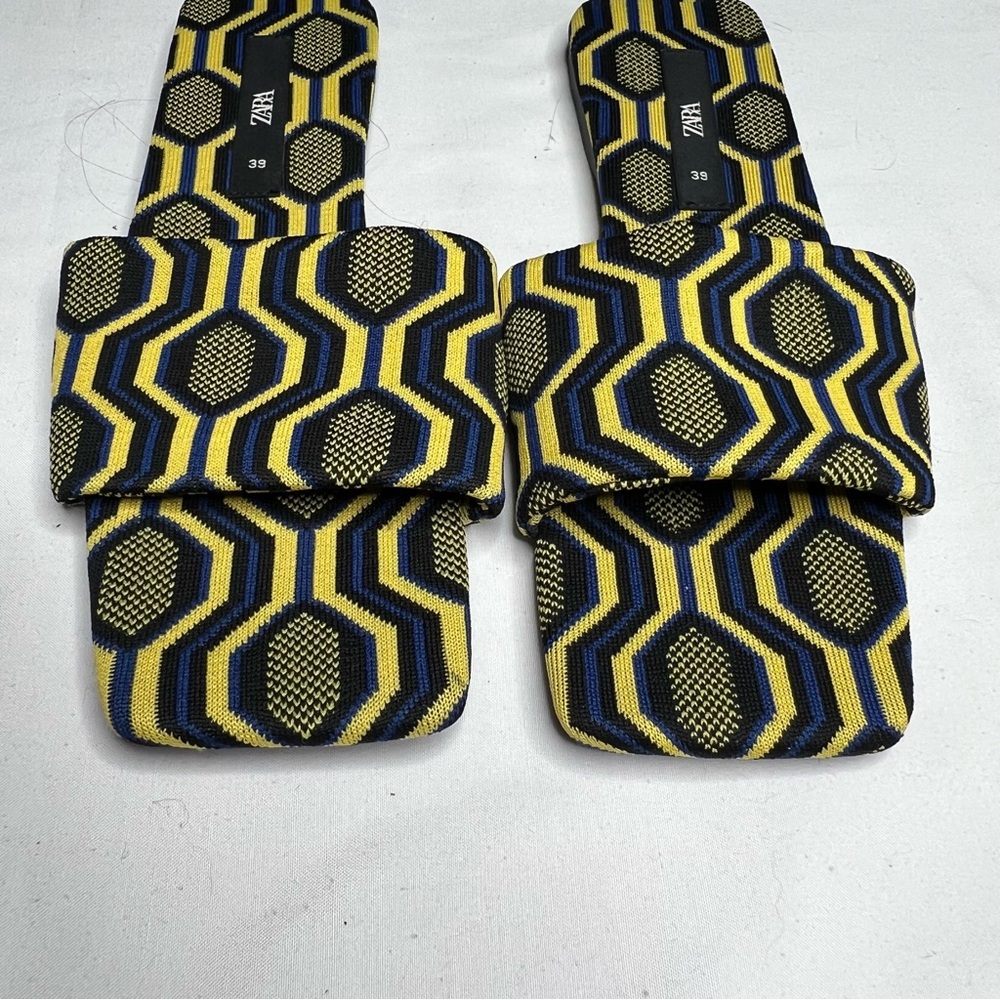 Zara Yellow and Blue Flats Sz 39